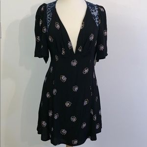 Free People black with blue lace midi dress